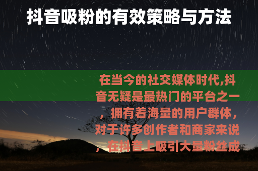 抖音吸粉的有效策略与方法