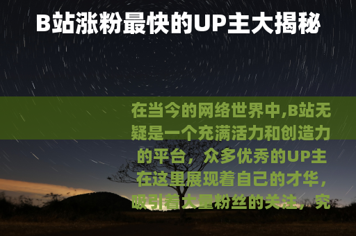 B站涨粉最快的UP主大揭秘