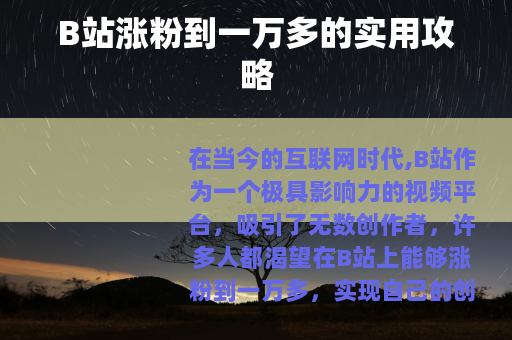 B站涨粉到一万多的实用攻略