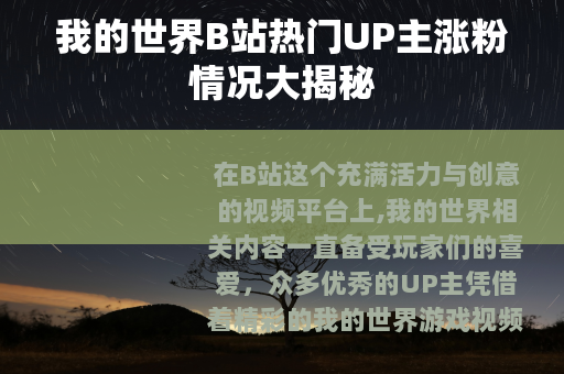 我的世界B站热门UP主涨粉情况大揭秘