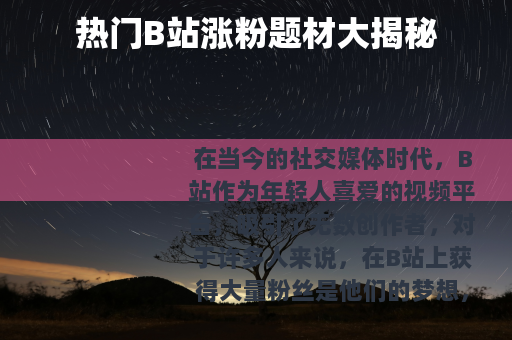 热门B站涨粉题材大揭秘