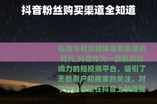 抖音粉丝购买渠道全知道