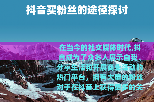 抖音买粉丝的途径探讨