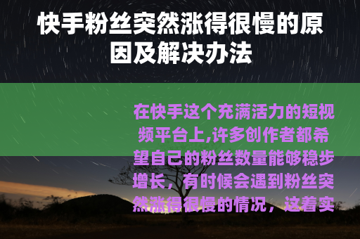 快手粉丝突然涨得很慢的原因及解决办法