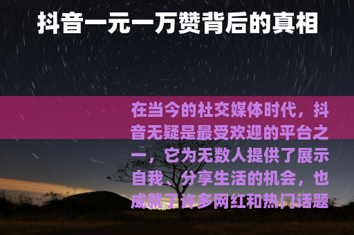 抖音一元一万赞背后的真相