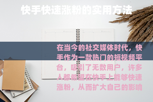 快手快速涨粉的实用方法